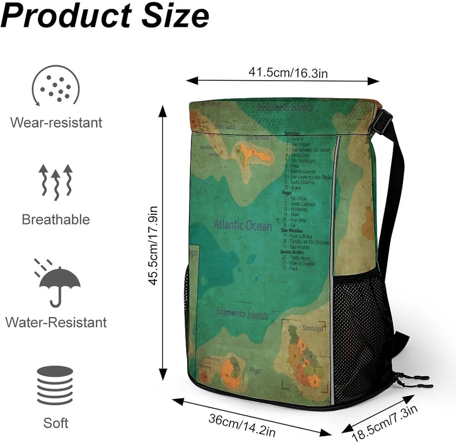 Map of Zambia Storage Bag Drawstring Sports Pocket Backpack, Shoe Bags, Multi-Function Bags