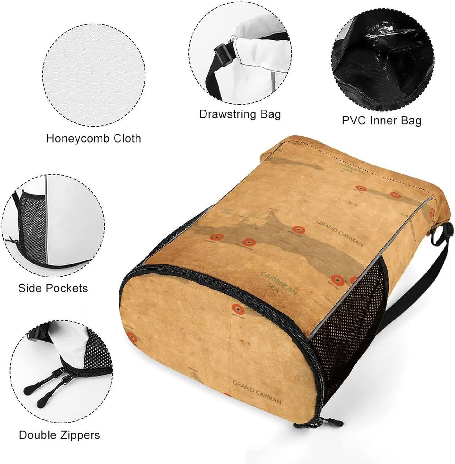 Map of Zambia Storage Bag Drawstring Sports Pocket Backpack, Shoe Bags, Multi-Function Bags
