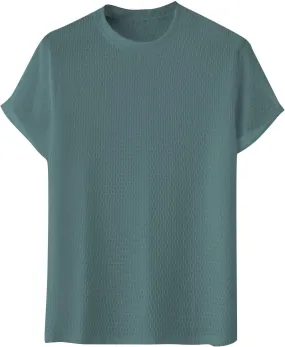 Men Casual Shirts Plus Size Short Sleeve Crewneck Solid Tee Tops Quick Dry Breatheable Mesh Athletic Workout Shirt