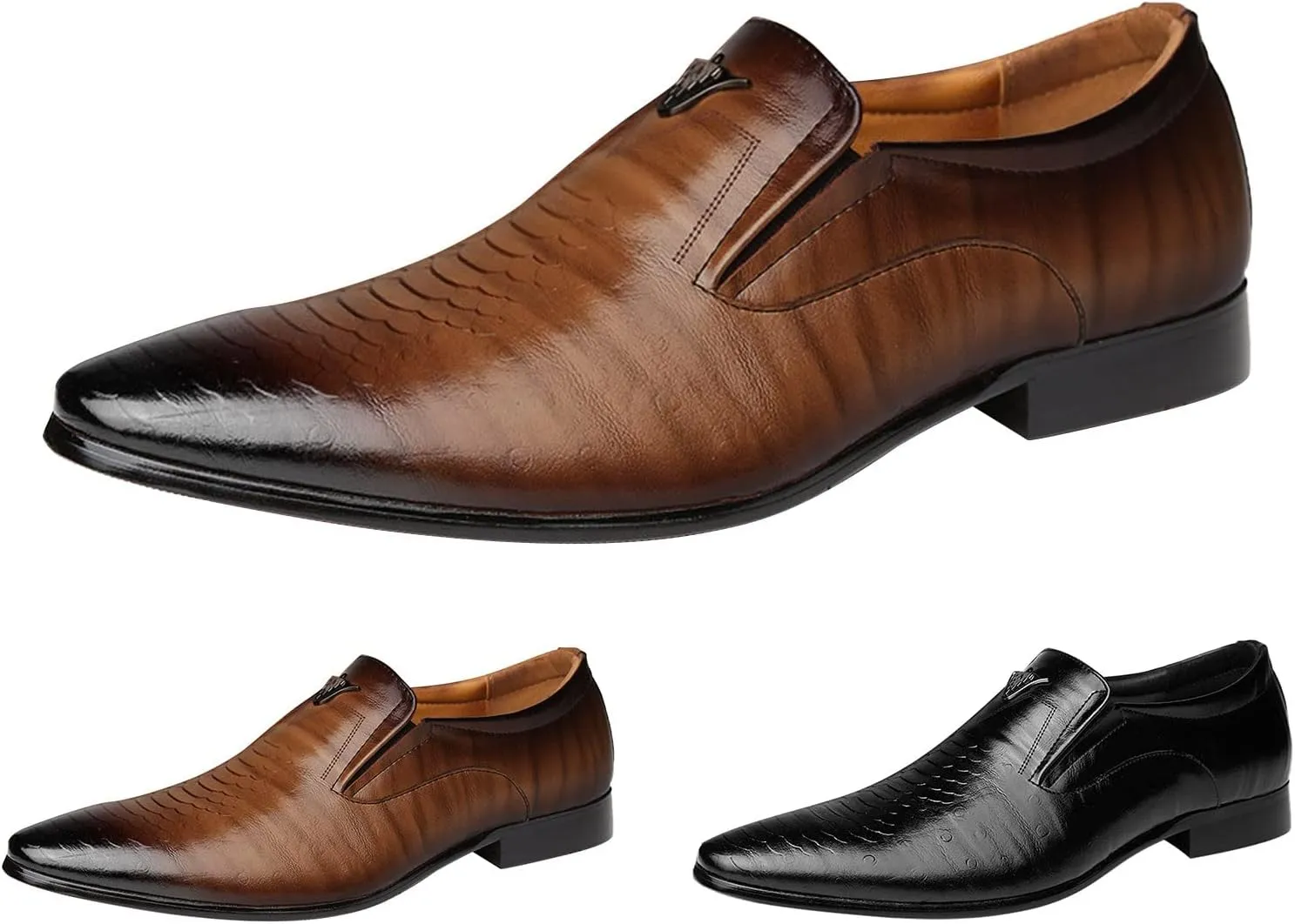 Men Formal Shoes Black Mens Shoes Classic Business Leather Shoes Fashion Retro Casual Solid Color Set Square Head Leather Shoes Business Casual Shoes Men Loafers