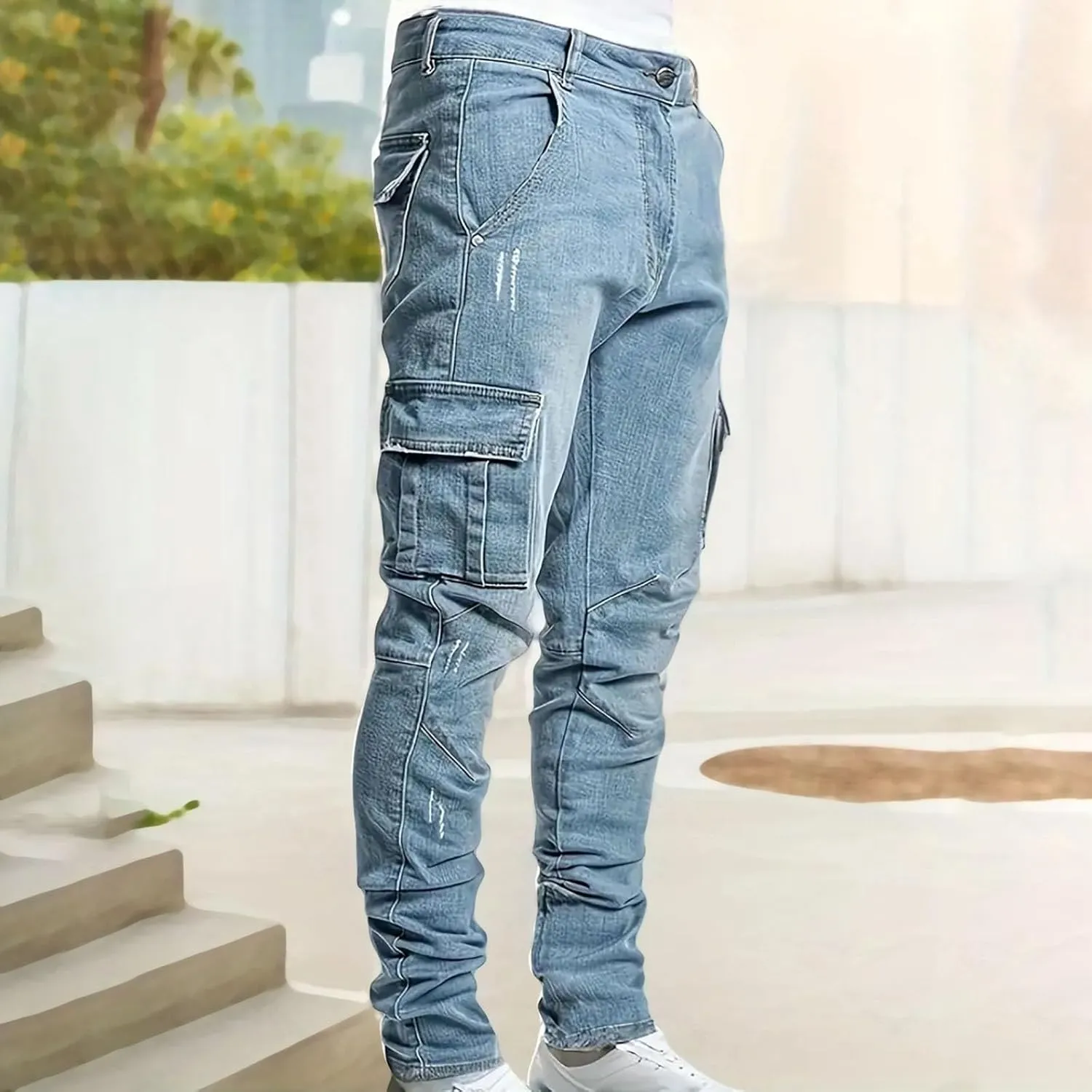 Men Jeans Slim Fit Bell Bottom Jeans Y2k Vintage Relaxed Fit Jeans Casual Regular Fit Flared Leg Denim Pants