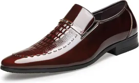 Men Wedding Tuxedo Shoes Crocodile Printed Formal Oxfords Shoes Pointed Toe Slip-on Patent Leather Dress Shoes