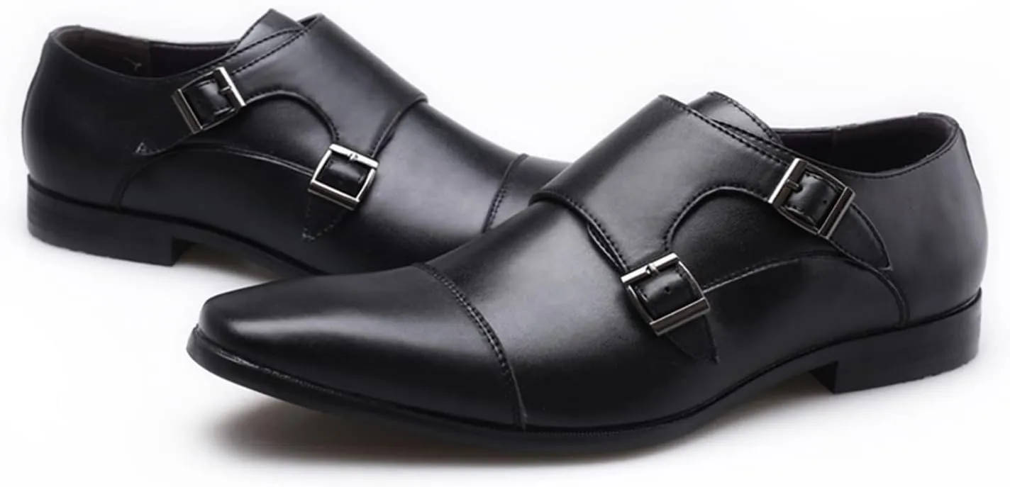 Men Wide Formal Loafers Shoes Mens Shoes Business Leather Shoes Fashion Retro Solid Mens Casual Oxford Shoes Black
