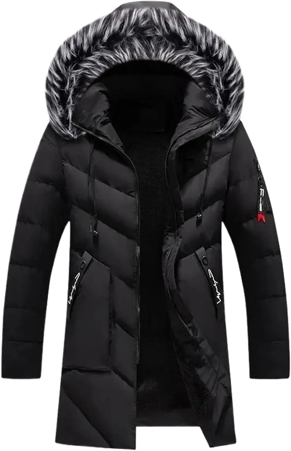 Men Winter Trench Coats Long Down Jackets Hooded Casual Jackets Male Cotton Slim Warm Parkas Fleece Winter Coats