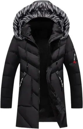 Men Winter Trench Coats Long Down Jackets Hooded Casual Jackets Male Cotton Slim Warm Parkas Fleece Winter Coats
