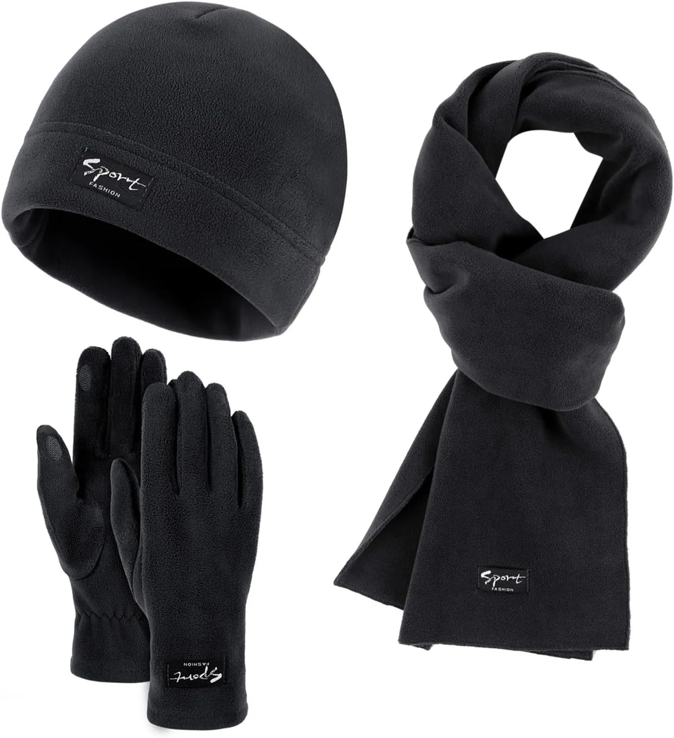 Men Women Warmer Winter Slouchy Classic Beanie Knit Skull Hat Neck Scarf Touchscreen Gloves Warm Scarves Set Gifts