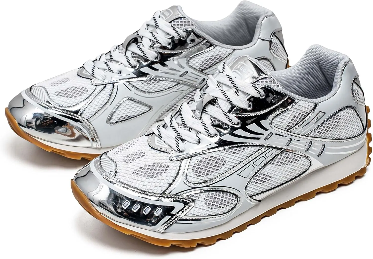Men's Breathable Running Shoes Anti Slip Fitness Casual Sports Basketball Tennis Fashionable Cross Training Shoes Silver
