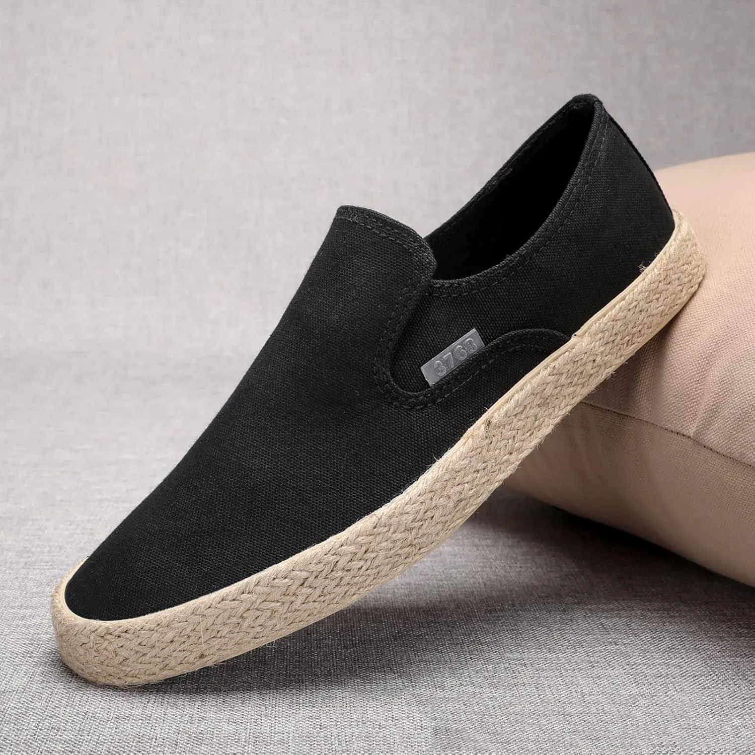 Men's Breathable Solid Color Korean Version Trendy Casual Comfortable Lightweight Linen Sole Mens Classic Nylon Sneaker