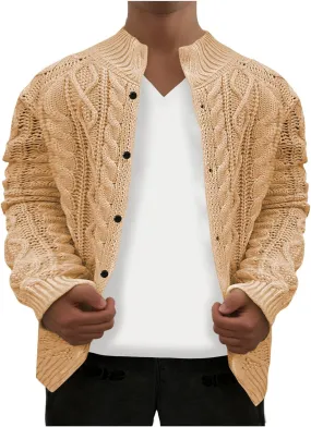 Men's Cardigan Sweaters Cable Knit Sweater Button Down Sweater Open Front Cardigan Plus Size Long Sleeve Sweaters