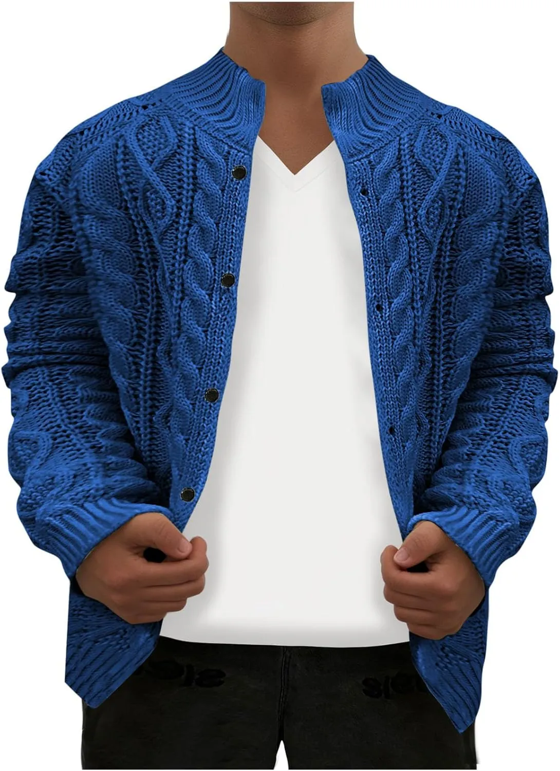 Men's Cardigan Sweaters Cable Knit Sweater Button Down Sweater Open Front Cardigan Plus Size Long Sleeve Sweaters