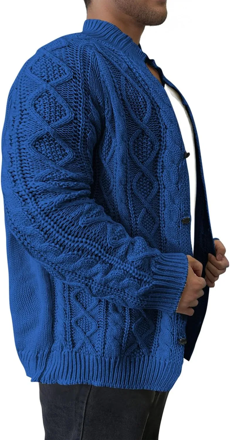 Men's Cardigan Sweaters Cable Knit Sweater Button Down Sweater Open Front Cardigan Plus Size Long Sleeve Sweaters
