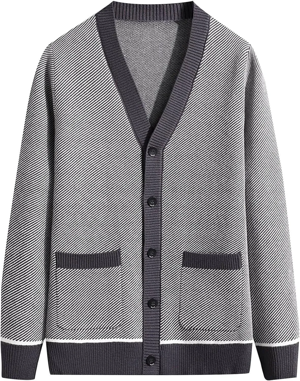 Mens Cardigan Sweaters with Buttons Men's Shawl Collar Button Down Cadigan Long Sleeve Sweaters with 2 Front Pockets