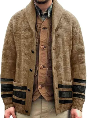 Mens Cardigan Sweaters with Buttons Men's Wool Blended Cardigan Sweaters Shawl Neck Button Down Cardigans Jacket Coat