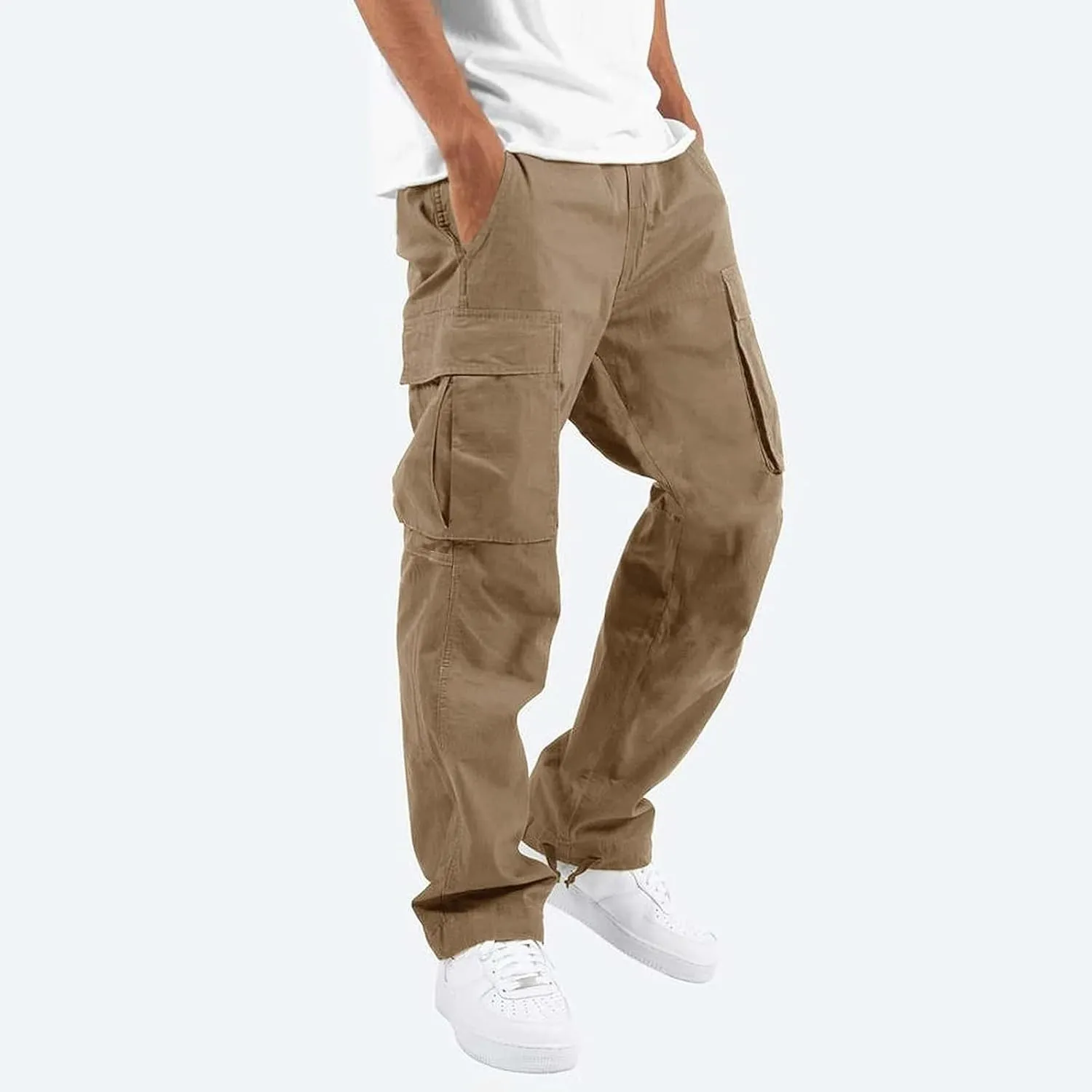 Mens Cargo Pants Casual Athletic Joggers Pants Loose Fit Straight Sweatpants with Multil Pockets Outdoot Hiking Pants