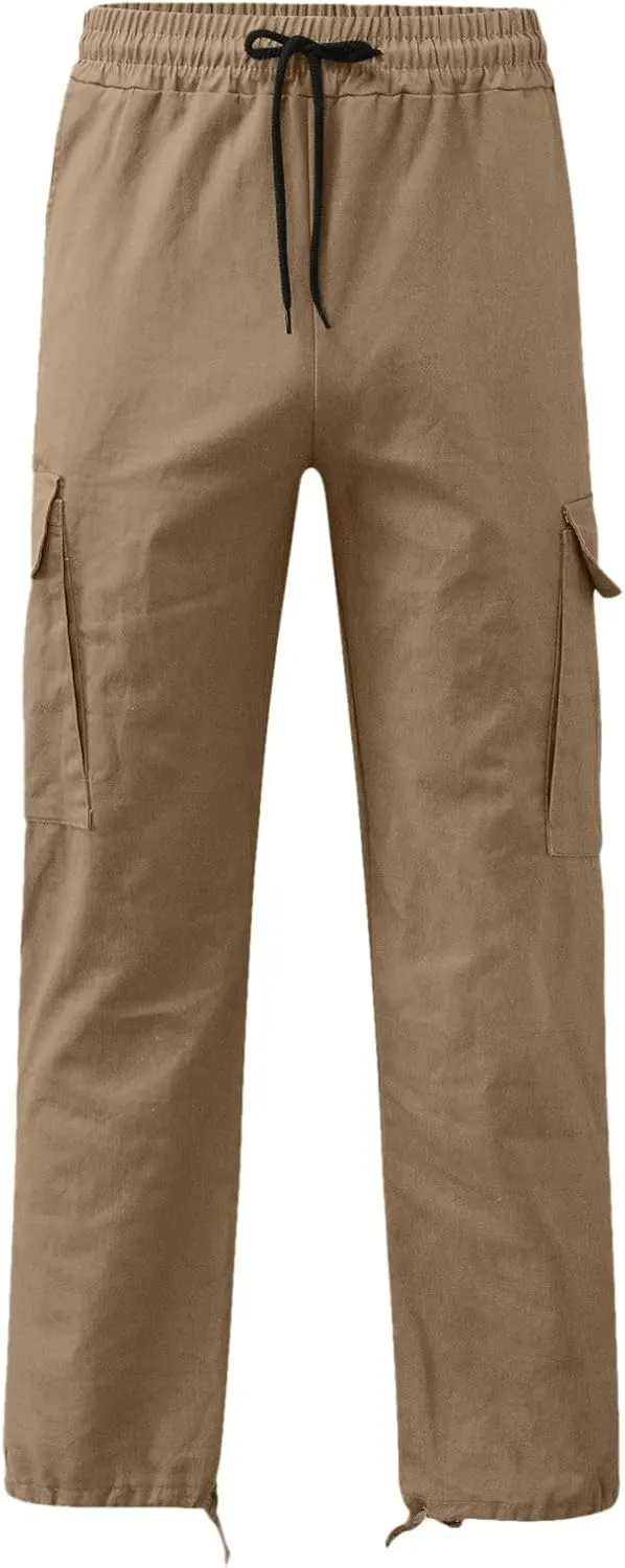 Mens Cargo Pants Casual Athletic Joggers Pants Loose Fit Straight Sweatpants with Multil Pockets Outdoot Hiking Pants