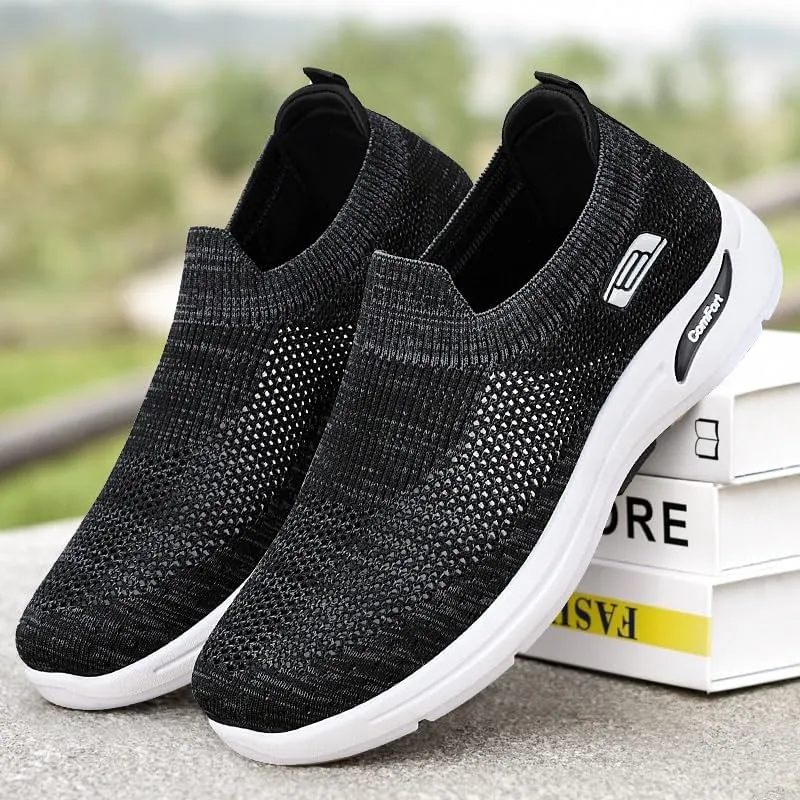 Men's Casual Dress Oxfords Shoes Knit Fashion Dress Sneakers Slip-On Shoes with Non-Slip Sole Casual Summer Breathable Soft Sole Loafers