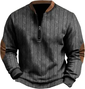 Mens Casual Sweater Like Sweatshirt Zipper Long Sleeved Hoodie Stand Collar Zip Knitted Sweaters Sweatshirts For Men
