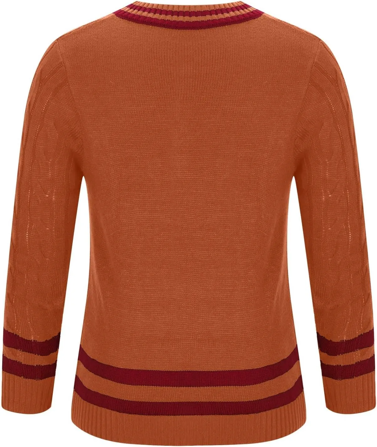 Mens Casual V Neck Contrast Stripes Cable Knit Pullover Sweater Tops Fashion Long Sleeve Comfort Soft Jumper Sweaters
