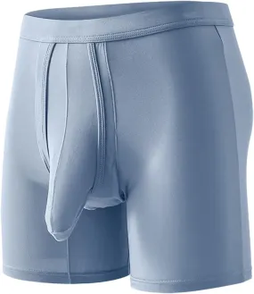 Mens Cool Boxer Briefs Trunks Underwear Loose Ice Silk Breathable Underpants Comfortable Bulge Pouch Classics Panties