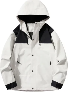 Men's Cycling Rain Jackets Water Resistant Mountaineering Windbreaker Lightweight Hooded Hiking Jacket Full Zip Hoodies Thin