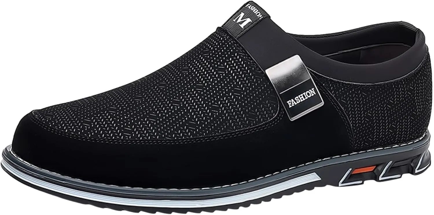 Mens Dark Brown Business Casual Shoes Men Leather Shoes Fashionable and Casual Style New Flat Bottomed Soft Sole Slip On Comfortable Slip On Large Size Men Dress Shoes Brown Loafers