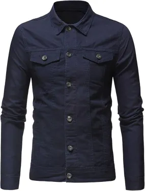 Men's Denim Jacket Casual Regular Fit Button Down Long Sleeve Trucker Jacket Western Cowboy Jean Coat with Pockets