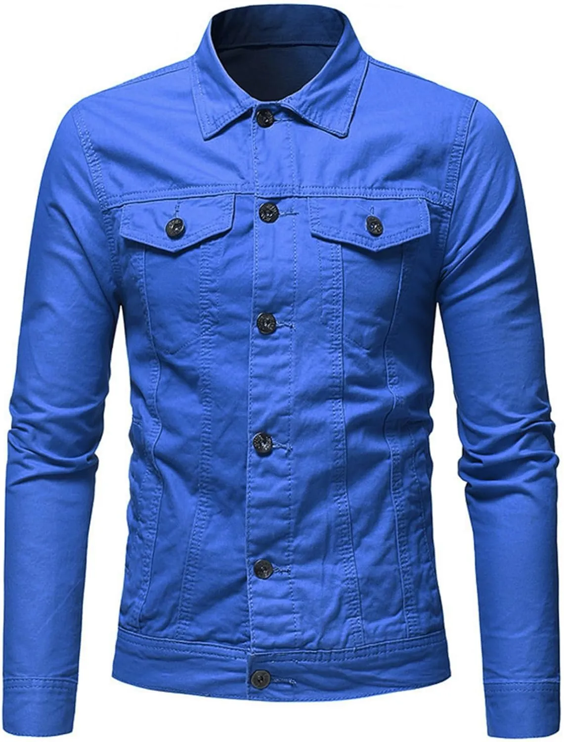 Men's Denim Jacket Casual Regular Fit Button Down Long Sleeve Trucker Jacket Western Cowboy Jean Coat with Pockets