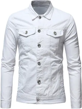 Men's Denim Jacket Casual Regular Fit Button Down Long Sleeve Trucker Jacket Western Cowboy Jean Coat with Pockets