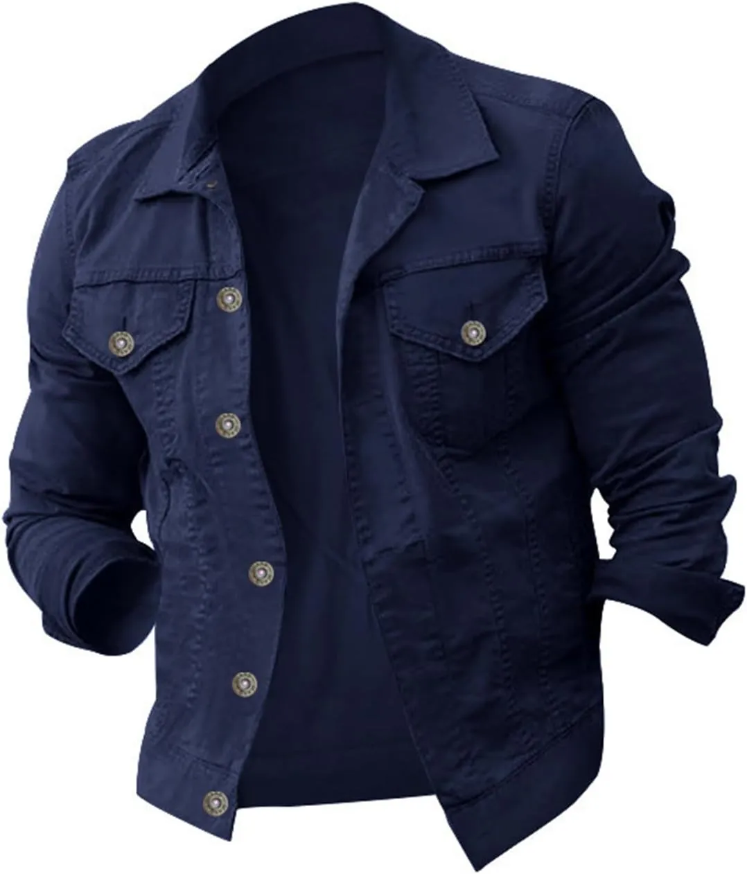 Men's Denim Jacket Casual Regular Fit Button Down Long Sleeve Trucker Jacket Western Cowboy Jean Coat with Pockets
