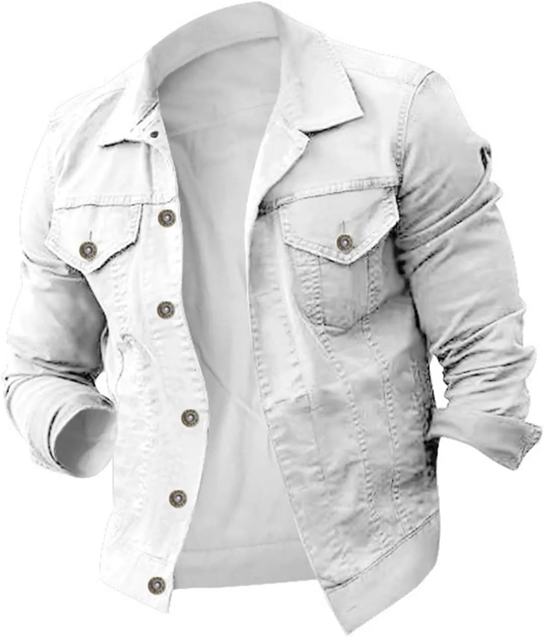 Men's Denim Jacket Casual Regular Fit Button Down Long Sleeve Trucker Jacket Western Cowboy Jean Coat with Pockets