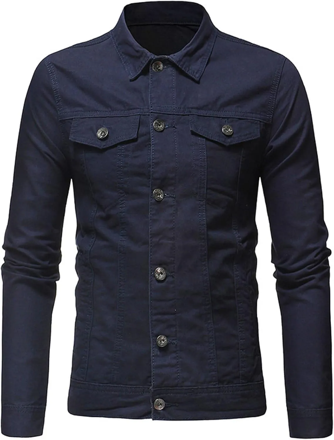 Men's Denim Jacket Casual Regular Fit Button Down Long Sleeve Trucker Jacket Western Cowboy Jean Coat with Pockets