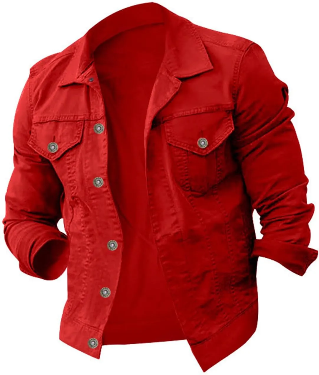 Men's Denim Jacket Casual Regular Fit Button Down Long Sleeve Trucker Jacket Western Cowboy Jean Coat with Pockets