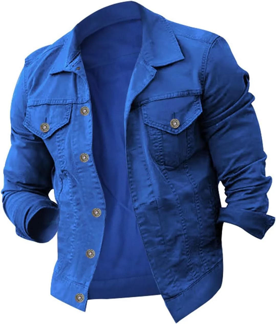 Men's Denim Jacket Casual Regular Fit Button Down Long Sleeve Trucker Jacket Western Cowboy Jean Coat with Pockets
