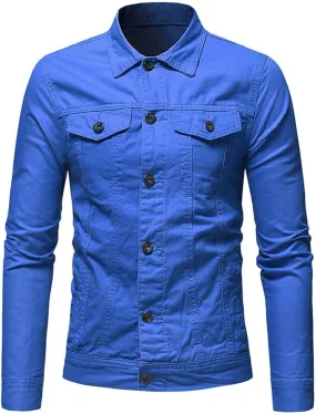 Men's Denim Jacket Casual Regular Fit Button Down Long Sleeve Trucker Jacket Western Cowboy Jean Coat with Pockets
