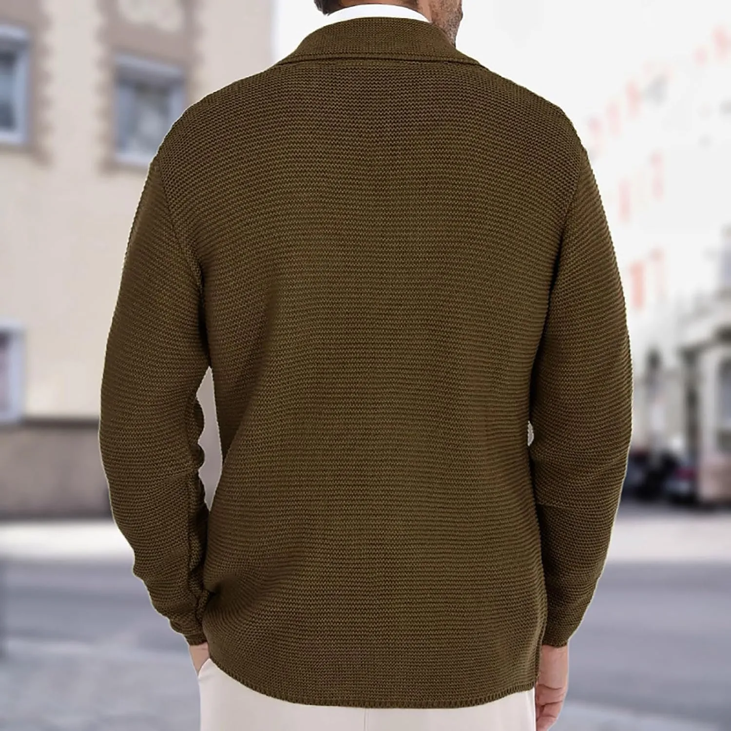 Men's Double Breast Cardigan Sweater Button Down Lightweight Long Sleeve Casual Knit Cardigans Outwear with Pockets
