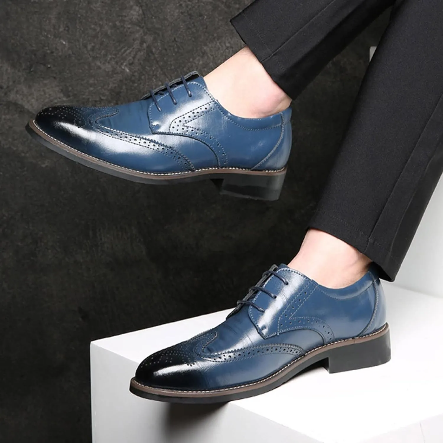 Men's Dress Shoes Size 14 Extra Wide Classical Style Men's Breathable Hollow Business Casual Pointed Loafer Dress Shoes