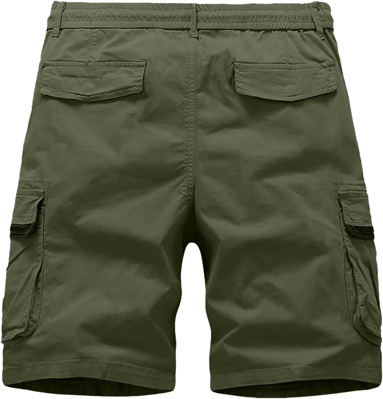 Mens Elastic Waist Long Cargo Shorts 3/4 Relaxed Fit Multi Pockets Stretch Cotton Camo Cargo Shorts for Men