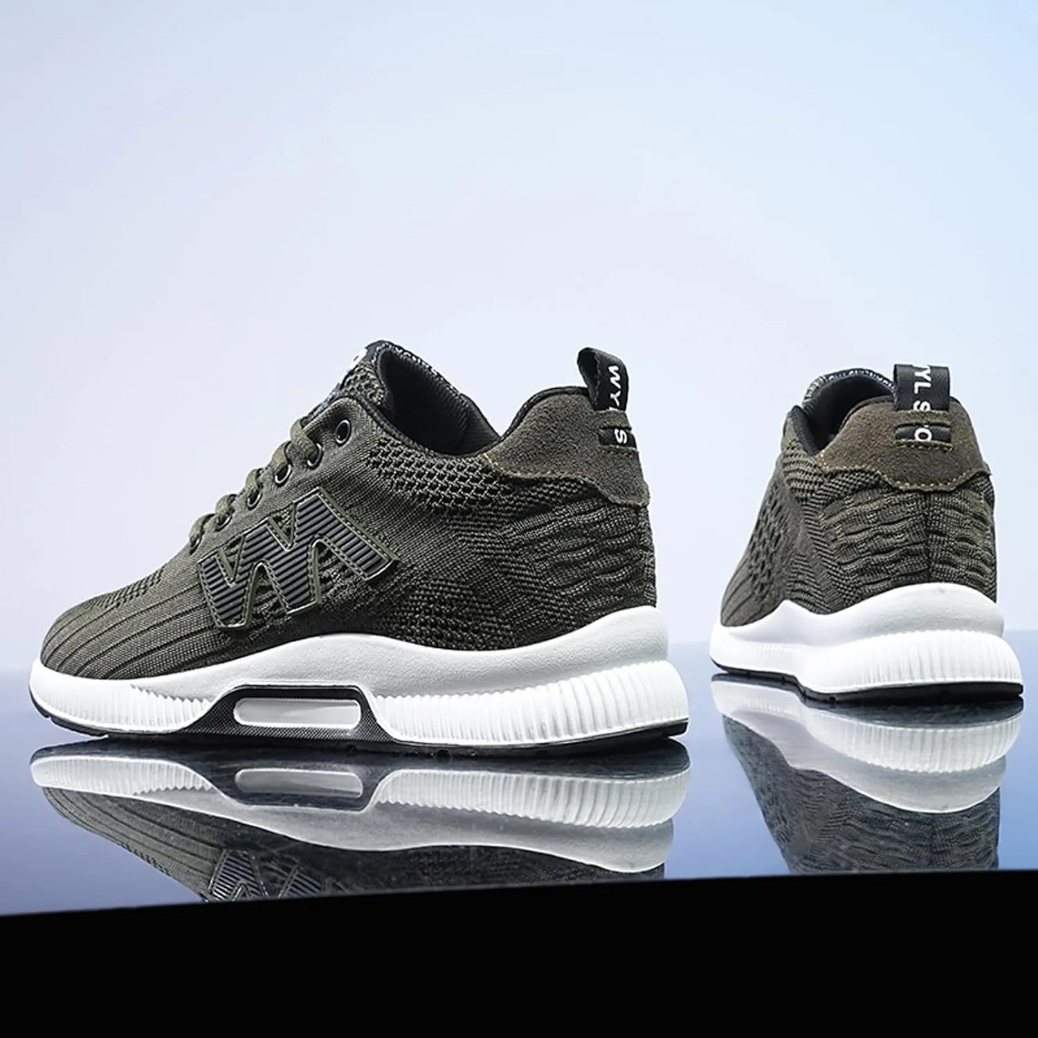 Mens Elevator Sneakers 2.36 Inchs Invisible Height Increasing Elevator Shoes Taller Lace up Hidden Heel Lift Shoes Trainers Fashion Sneakers