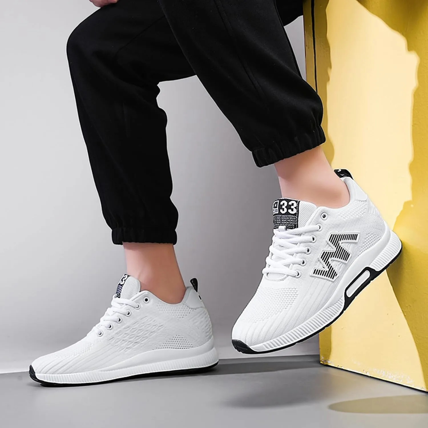 Mens Elevator Sneakers 2.36 Inchs Invisible Height Increasing Elevator Shoes Taller Lace up Hidden Heel Lift Shoes Trainers Fashion Sneakers