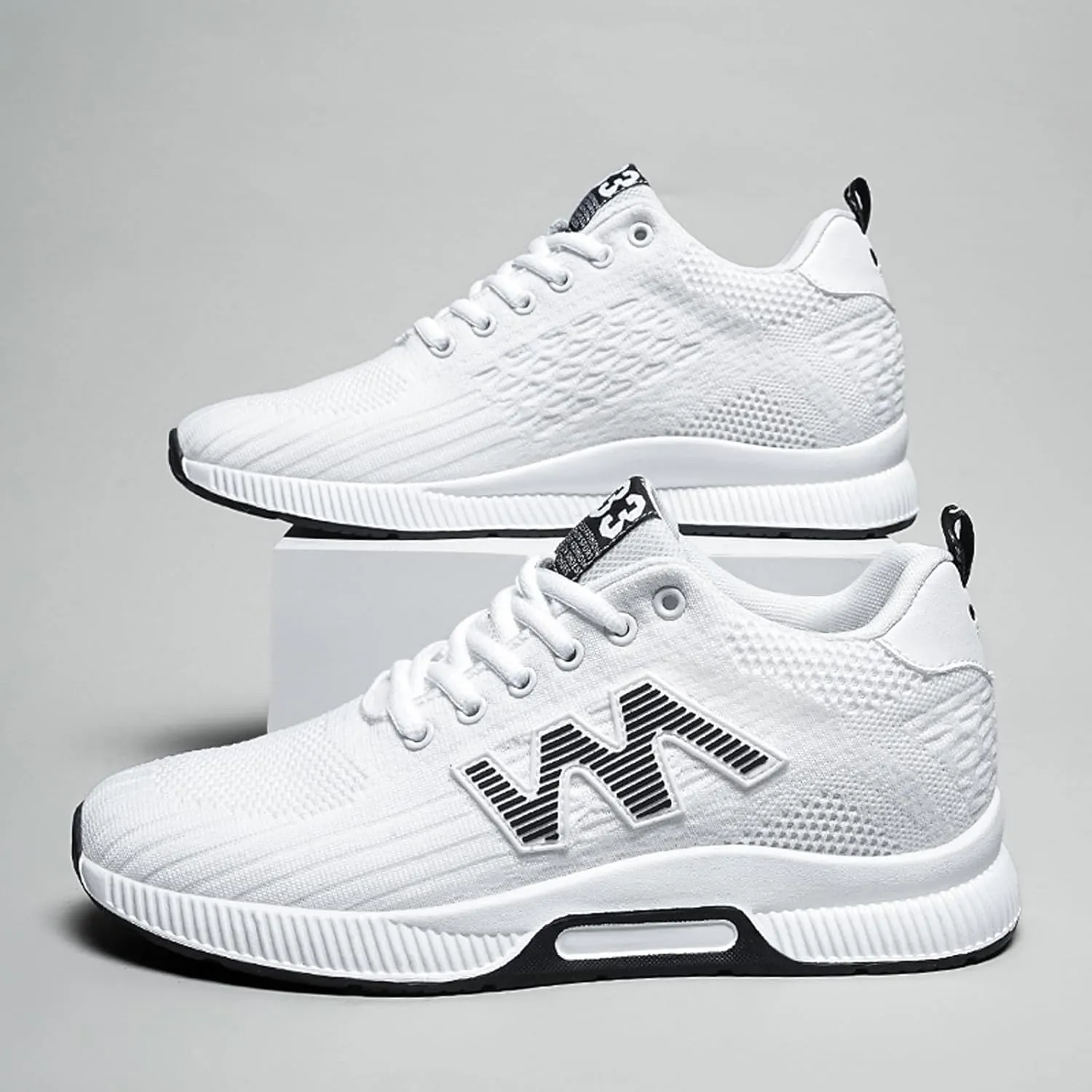 Mens Elevator Sneakers 2.36 Inchs Invisible Height Increasing Elevator Shoes Taller Lace up Hidden Heel Lift Shoes Trainers Fashion Sneakers