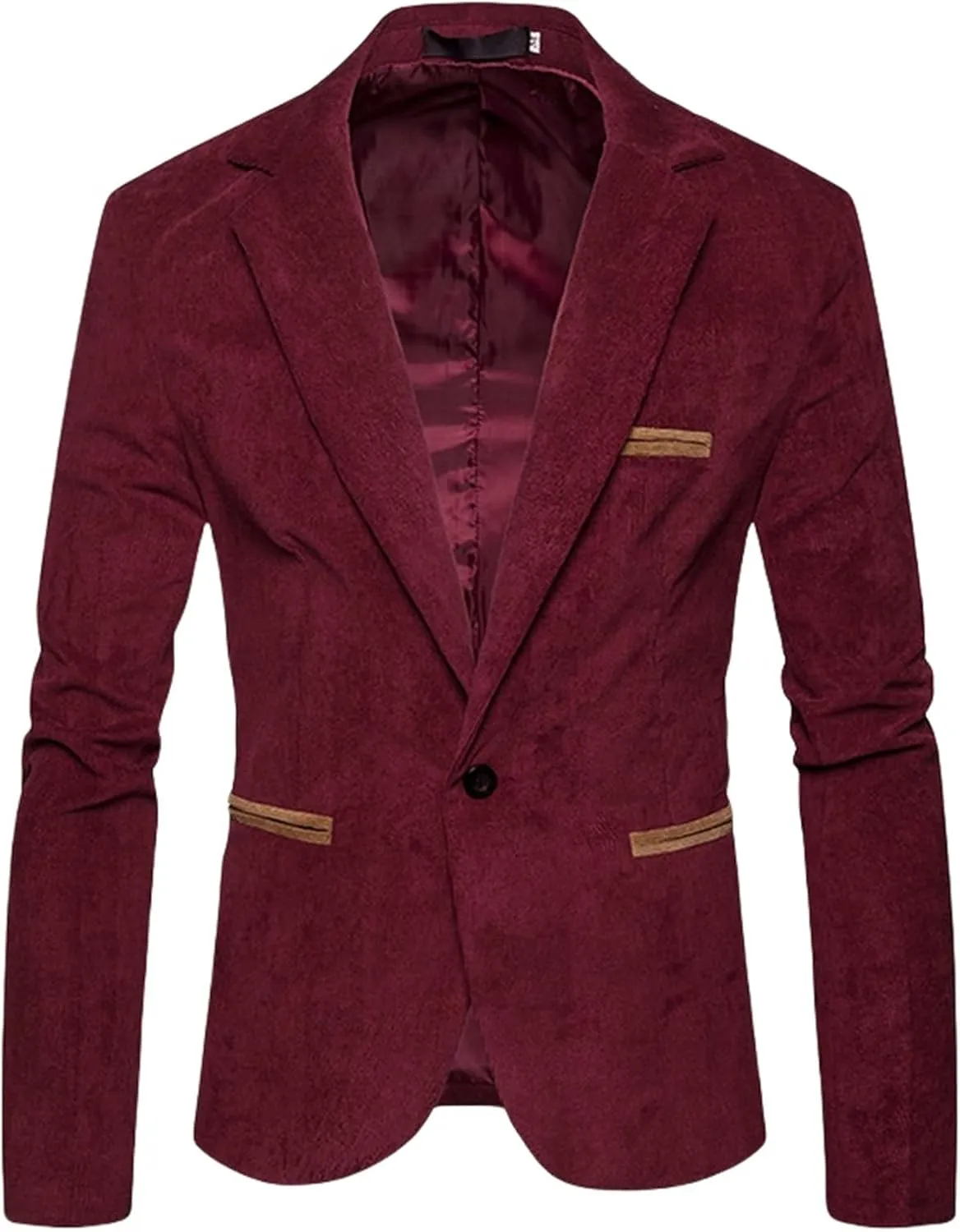 Men's Fall & Winter Slim Fit Corduroy Suit Jacket Blazer Velvet Blazer One Button Closure for Weddings Parties Dinner