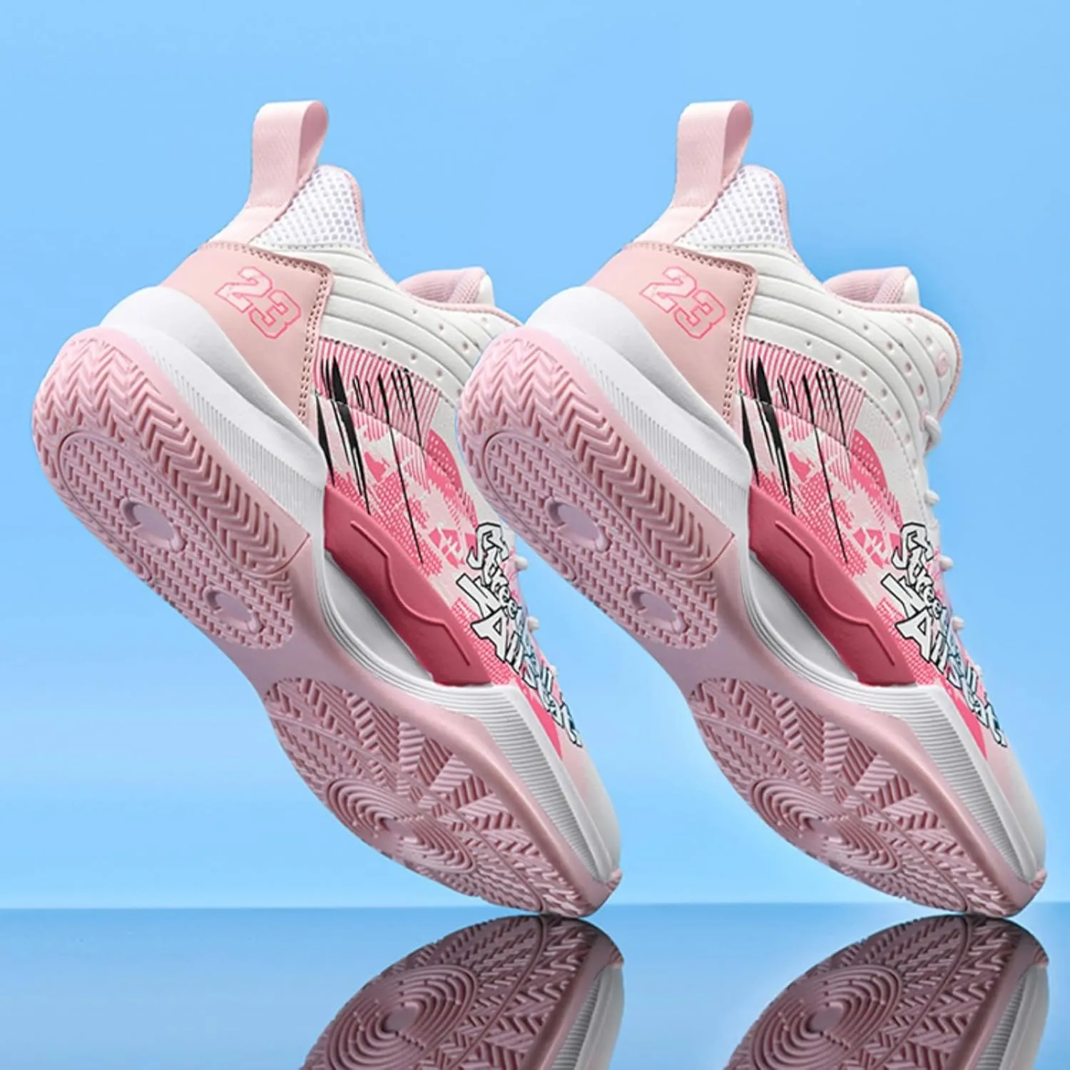 Men's Fashion Chinese Pattern Lace Up Basketball Shoes Breathable Mesh Running Shoes Gym Sports Tennis Walking Jogging Volleyball Sneakers (Orange,8)