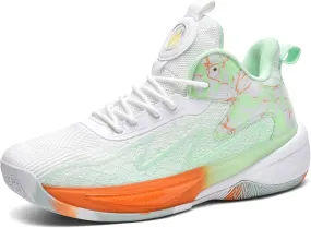 Mens Fashion Mid Top Breathable Mesh Lace Up Basketball Shoes Lightweight Non Slip Sport Sneakers for Walking Running Tennis Volleyball