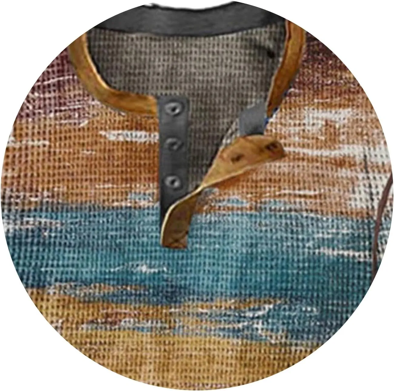 Mens Fashion Printing Henley Shirts Casual Button Crewneck Tops Regular Fit Short Sleeve Pullover Shirts for Men