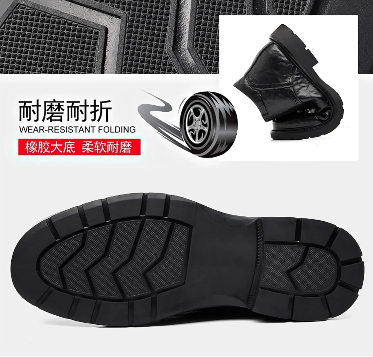 Men'S Genuine Leather Lace-Up Platform Oxford Ankle Boot Fashion Round Toe High Top Side Zipper Softsole Chukka Boots For Driving Business Dress Boots
