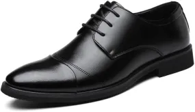 Men's Genuine Leather Low Oxford Classic Slip On Formal Dress Shoes Pointed Toe Business Brogue Oxfords