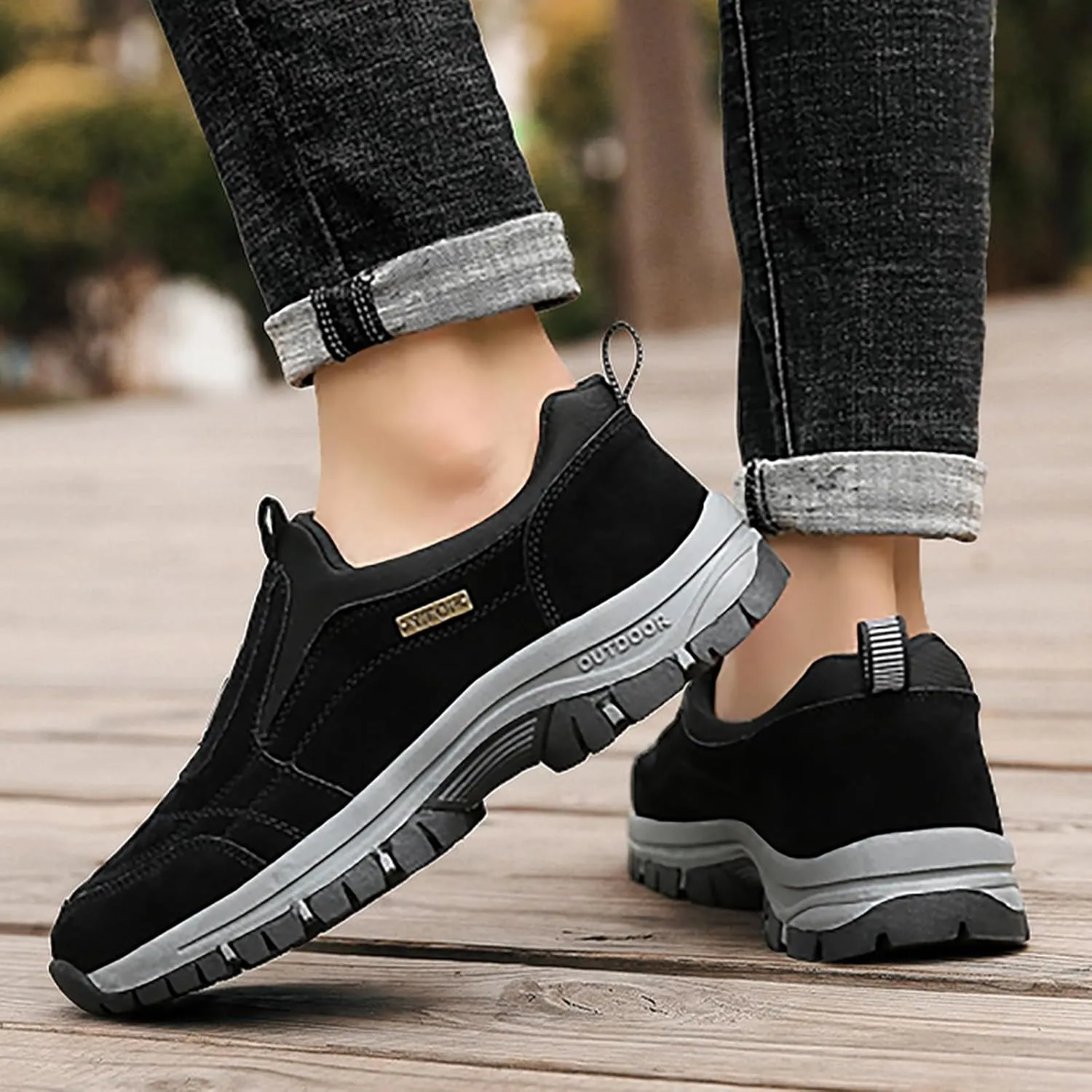 Mens Hiking Shoes Breathable Lightweight Walking Shoes Slip on Workout Shoes for Trekking Camping Walking Fishing
