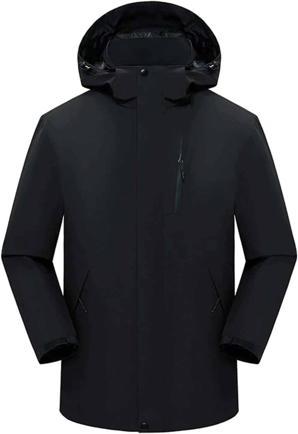 Men's Hooded Jacket Zipper Lightweight Waterproof Outdoor Raincoat Jacket for Hiking Travel Rain Jacket with Pockets