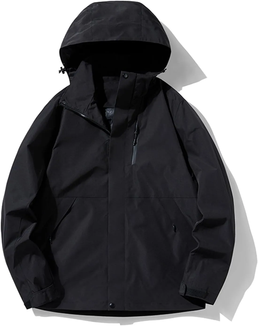 Men's Hooded Jacket Zipper Lightweight Waterproof Outdoor Raincoat Jacket for Hiking Travel Rain Jacket with Pockets