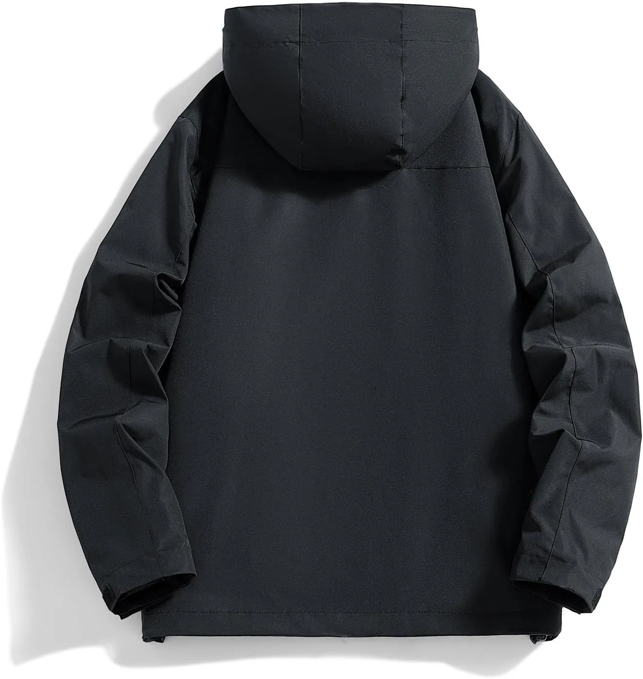 Men's Hooded Jacket Zipper Lightweight Waterproof Outdoor Raincoat Jacket for Hiking Travel Rain Jacket with Pockets
